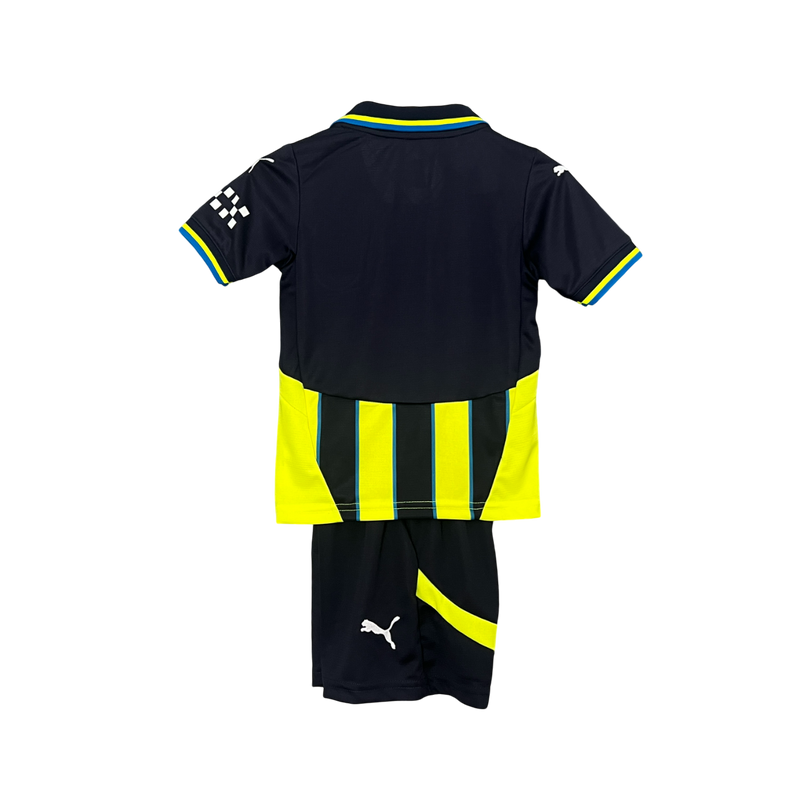 Conjunto Infantil Manchester City Away 24/25 Puma - Azul e Amarela