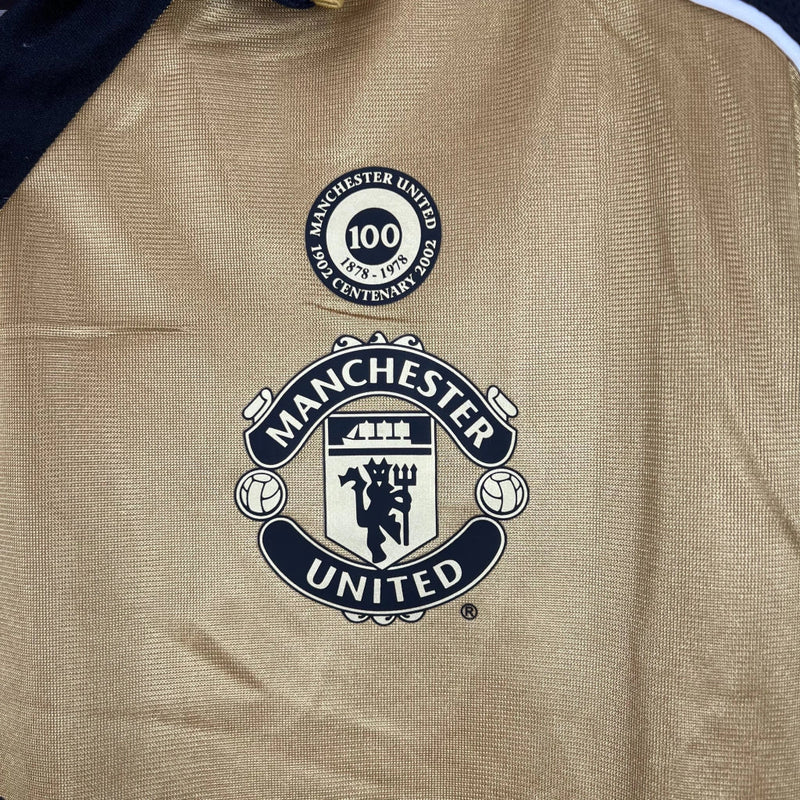 Camisa Retrô Manchester United Edição 100 Anos Masculina- Umbro Braca e preta, Dourada e Preta Dupla Face