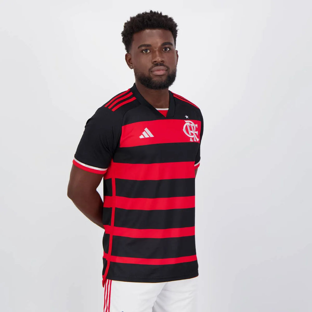 Camisa Flamengo Home 24/25 Torcedor Adidas Masculina - Vermelha e Preta