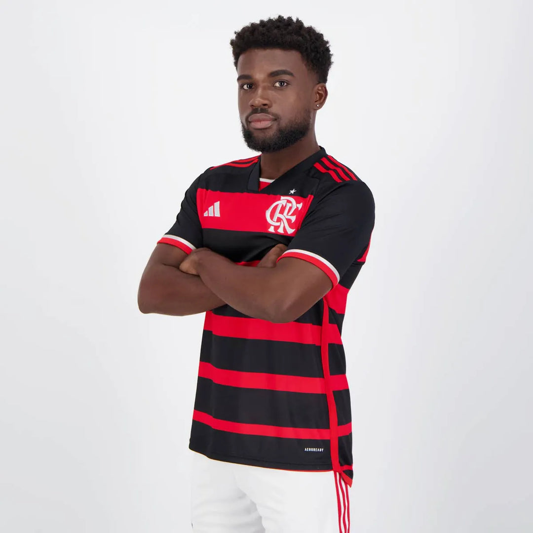 Camisa Flamengo Home 24/25 Torcedor Adidas Masculina - Vermelha e Preta