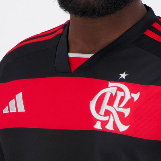 Camisa Flamengo Home 24/25 Torcedor Adidas Masculina - Vermelha e Preta