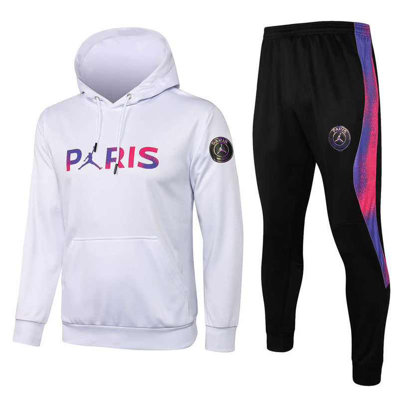 Conjunto PSG 21/22 Branco e Preto - Jordan - Com Capuz