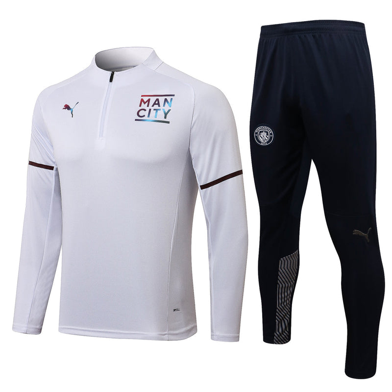 Conjunto Manchester City 21/22 Branca - Puma - Com Ziper