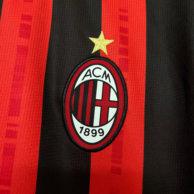 Camisa AC Milan Home 24/25 Torcedor Masculina - Preta e Vermelha