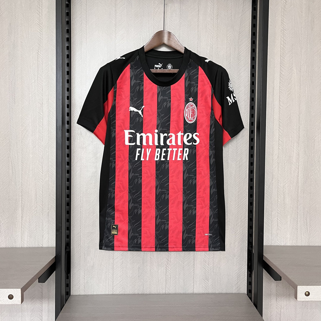 Camisa AC Milan Home 25/26 Torcedor Masculina - Preta e Vermelha