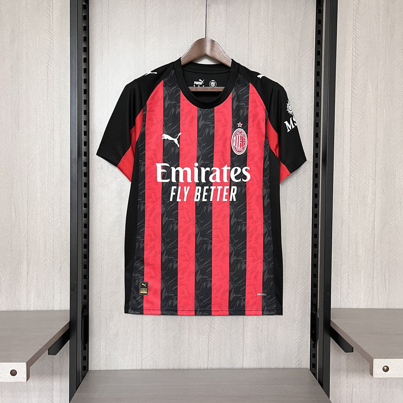 Camisa AC Milan Home 25/26 Torcedor Masculina - Preta e Vermelha