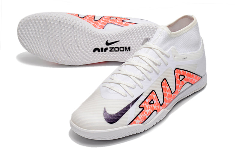 Chuteira Futsal Nike Air Zoom Superfly 9 TF - Branco/Laranja - Cano Alto