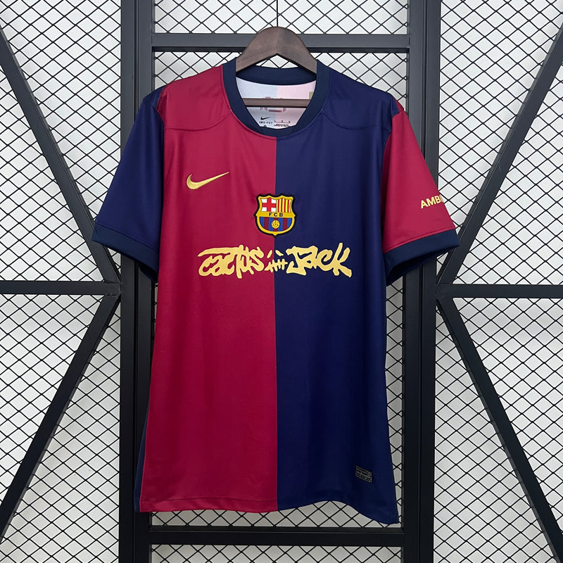 Camisa Barcelona Edição Especial Travis Scott 24/25 Torcedor Nike Masculina - Azul e Grená