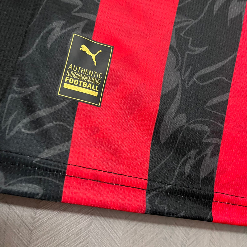 Camisa AC Milan Home 25/26 Torcedor Masculina - Preta e Vermelha