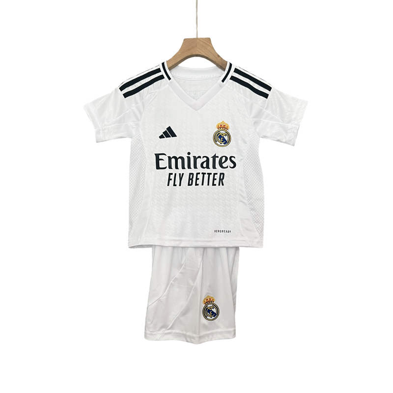 Conjunto Infantil Real Madrid Home 24/25 Adidas - Branca