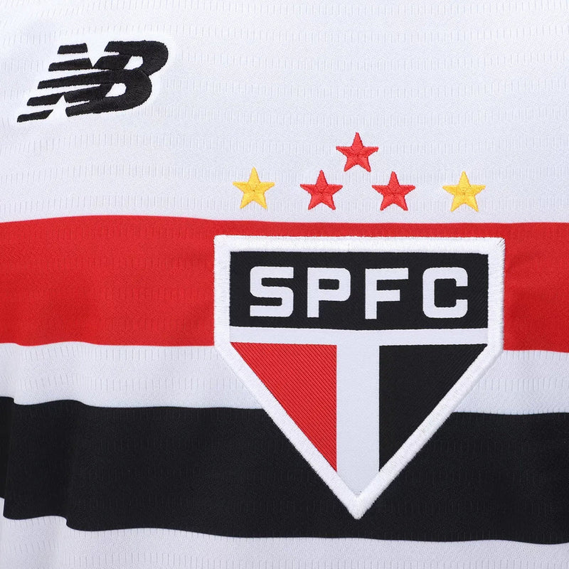 Camisa São Paulo Home 24/25 Torcedor New Balance Masculina - Branca, Preta e Vermelha