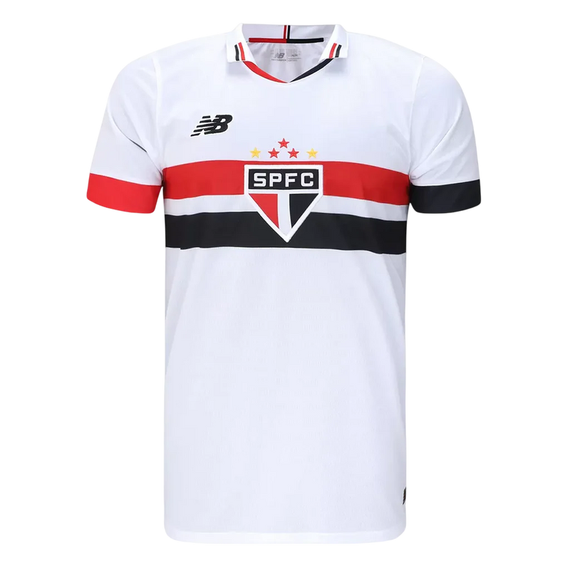 Camisa São Paulo Home 24/25 Torcedor New Balance Masculina - Branca, Preta e Vermelha
