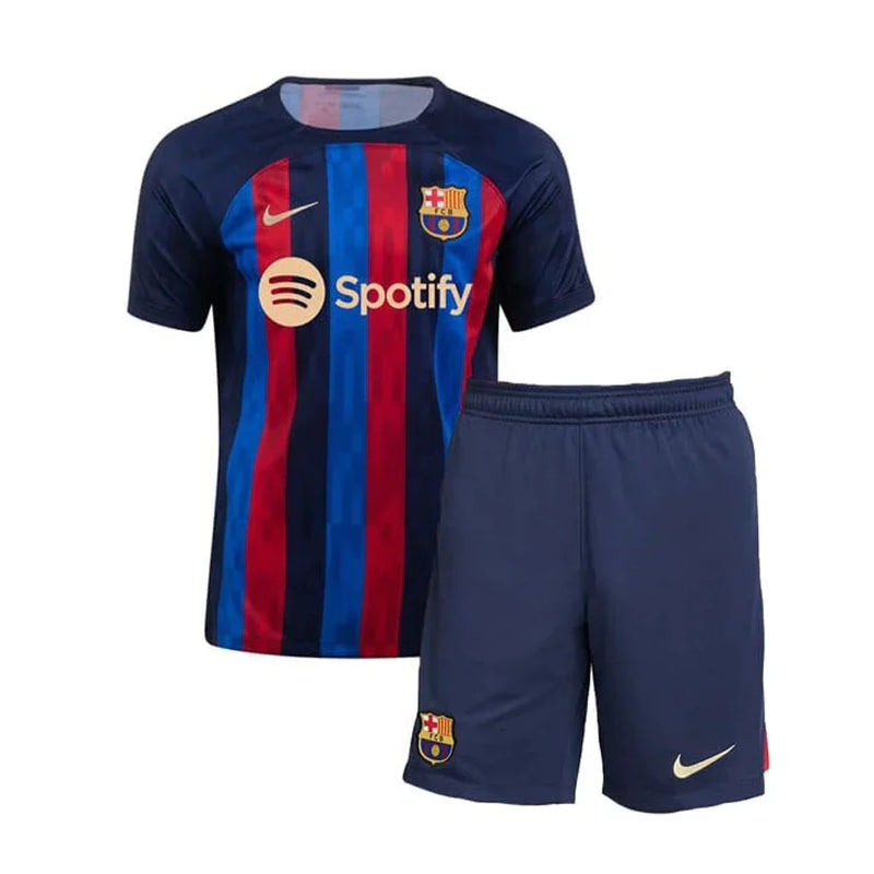 Conjunto Infantil Barcelona Home 22/23 - Azul e Grená