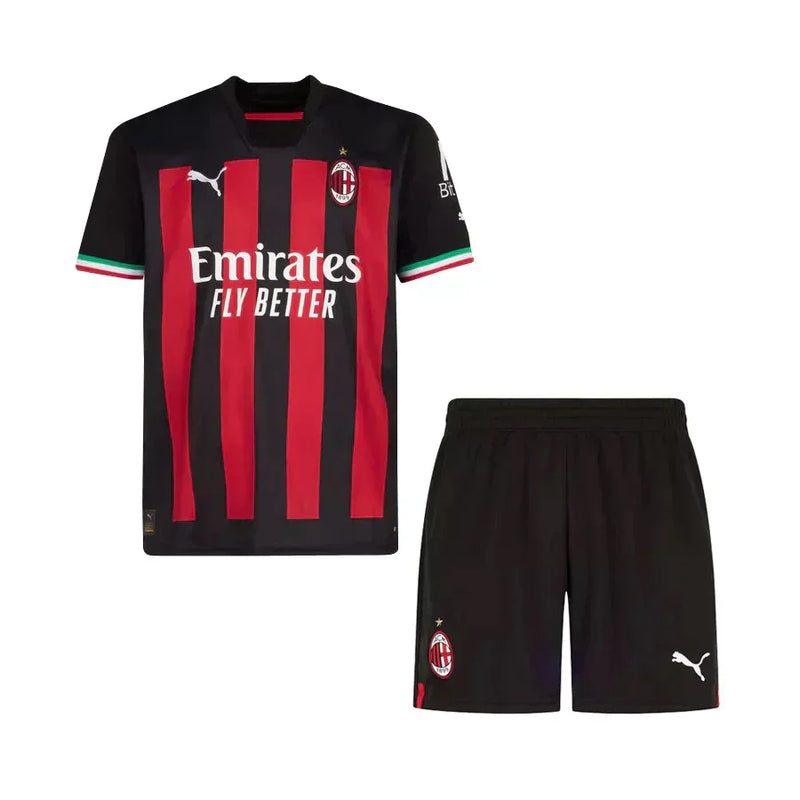 Conjunto Infantil Milan Away 22/23 - Preto e Vermelho